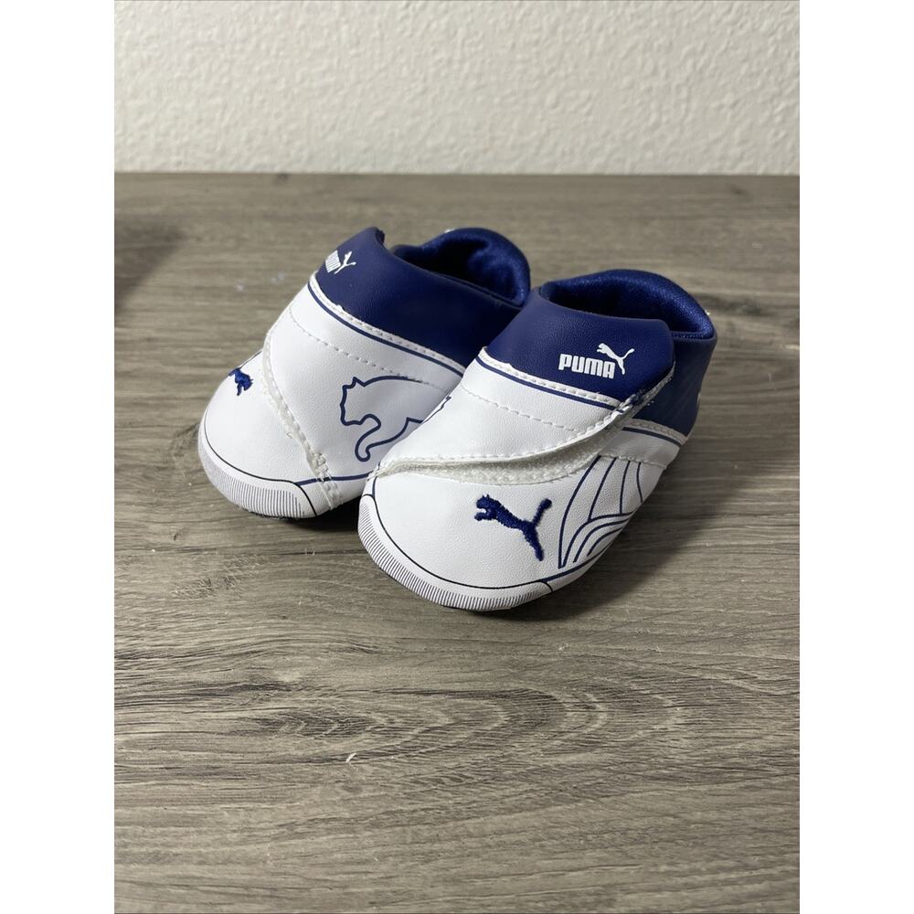 Puma Future Cat Remix LW Crib Size 2 Infant White Blue Baby Shoes 303493-02